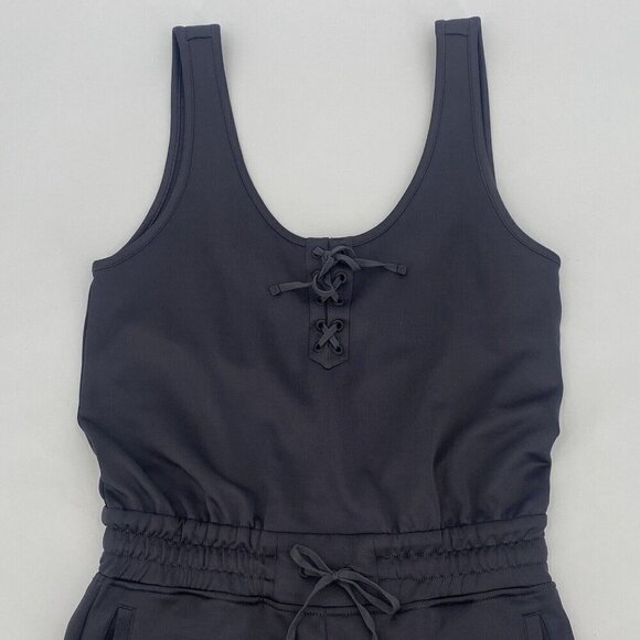 BLANC NOIR Side Medium Lace Up Romper Sleeveless Charcoal Gray Modal - Picture 4 of 16